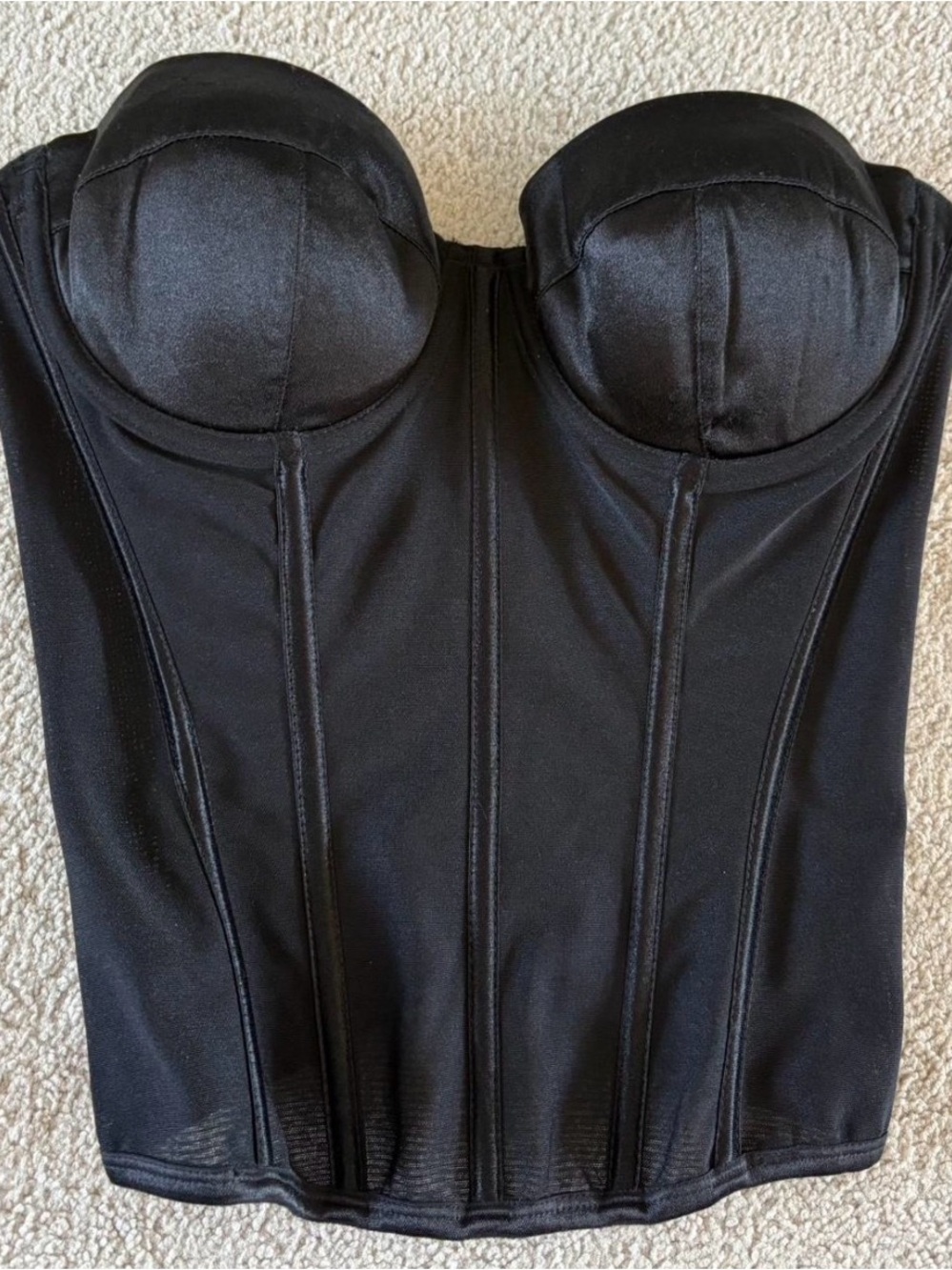Black Strapless Bustier Top Size 34C